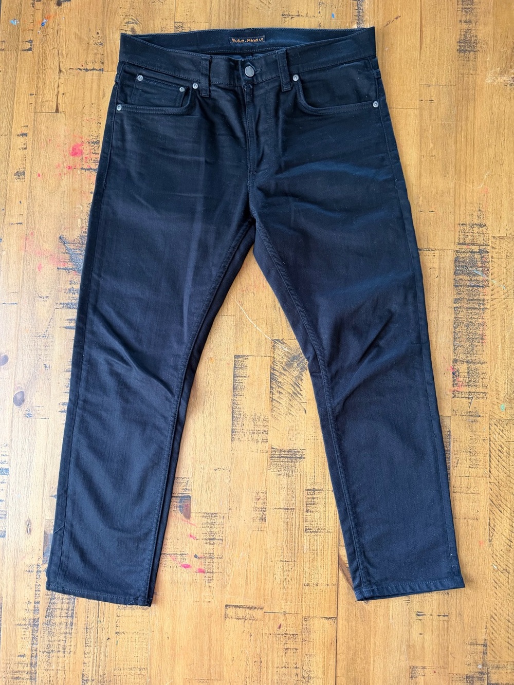 Nudie Jeans Men's Slim Straight Black Denim Size 33W x 28 inseam